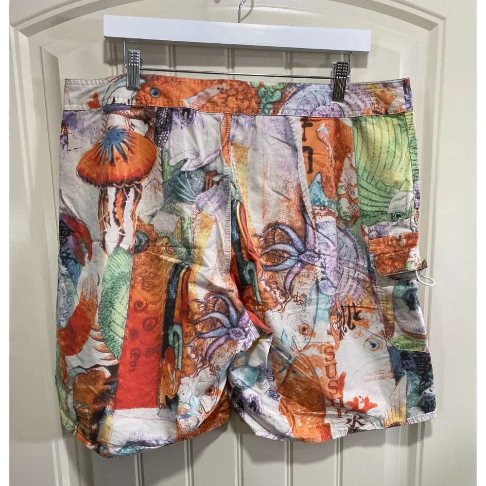 Vtg Jams World Men Board Shorts Hawaii Swim Sz 38 Surf Line Sushi Beach Unlined